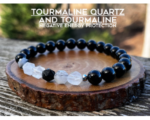 Faceted Tourmaline Quartz and Tourmaline Bracelet by Rock My Zen